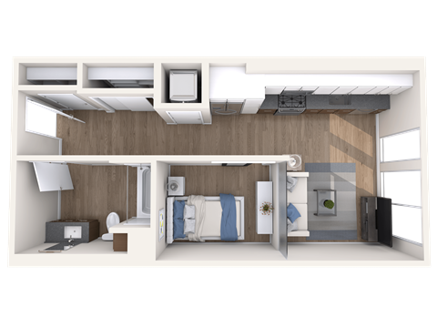 Floor plan for studio, 1 bath, 535 sqft